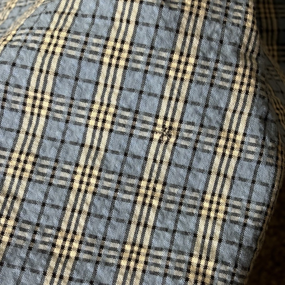 Lands End Men's‎ L Short Sleeve Button Down Blue Plaid Shirt Seersucker Preppy - Picture 3 of 5
